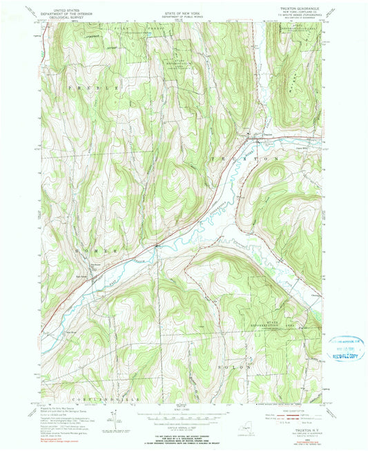 Classic USGS Truxton New York 7.5'x7.5' Topo Map Image