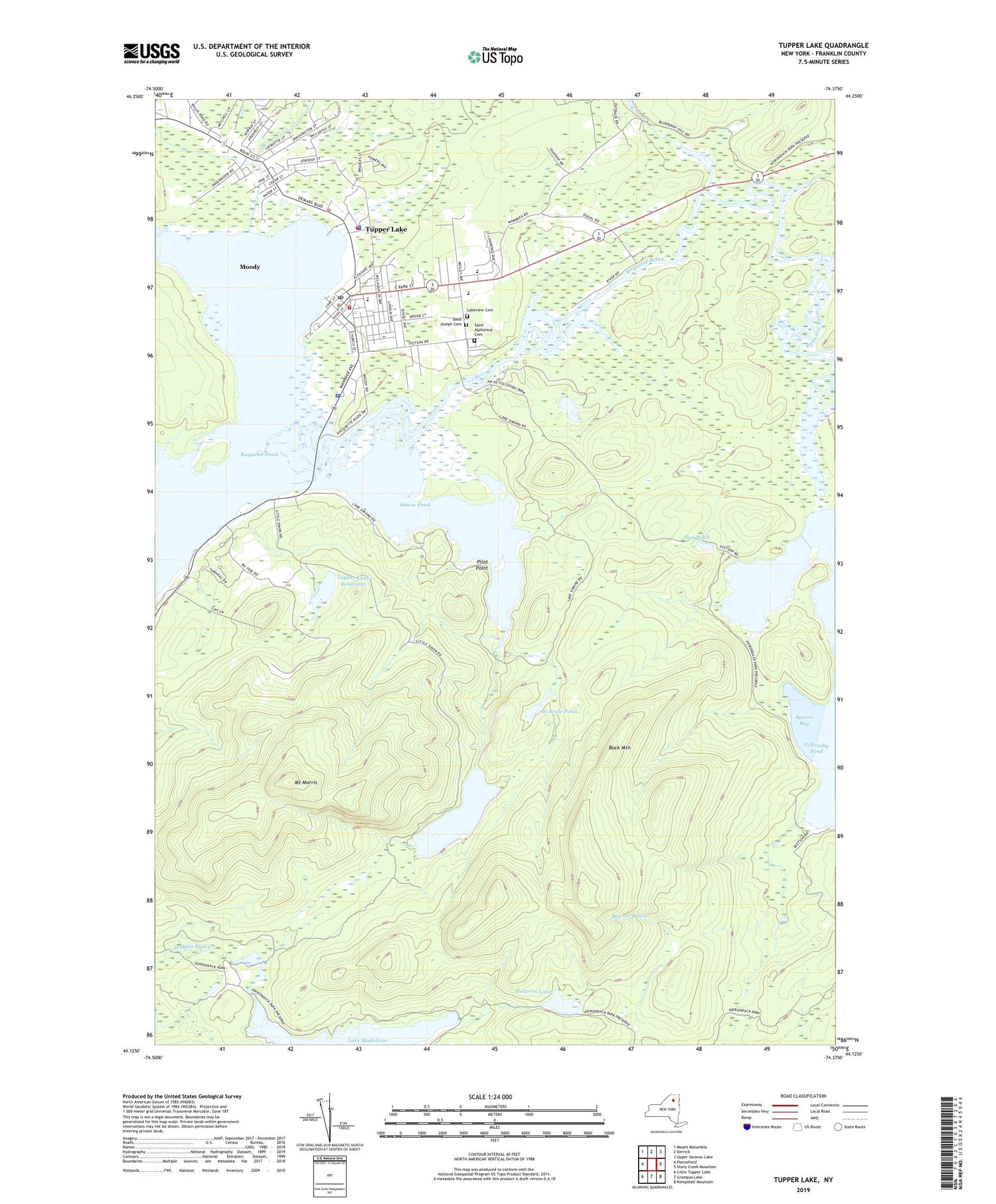 Tupper Lake New York US Topo Map Image