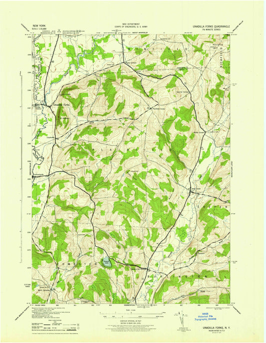 Classic USGS Unadilla Forks New York 7.5'x7.5' Topo Map Image