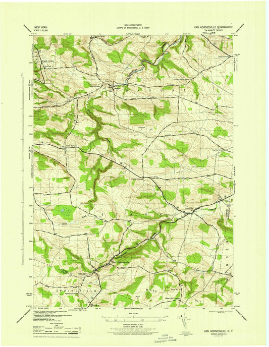 Classic USGS Van Hornesville New York 7.5'x7.5' Topo Map Image