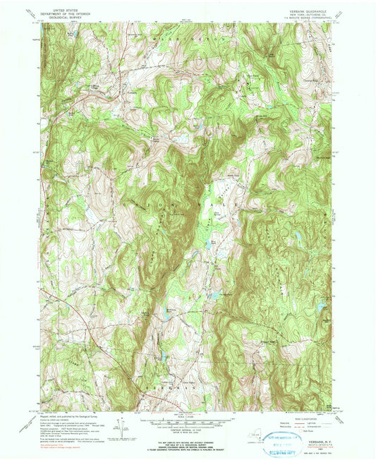 Classic USGS Verbank New York 7.5'x7.5' Topo Map Image