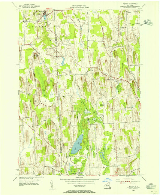 Classic USGS Victory New York 7.5'x7.5' Topo Map Image