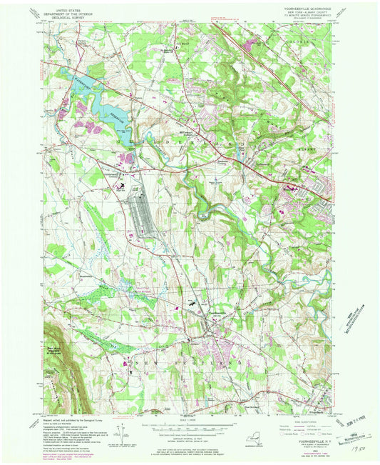Classic USGS Voorheesville New York 7.5'x7.5' Topo Map Image