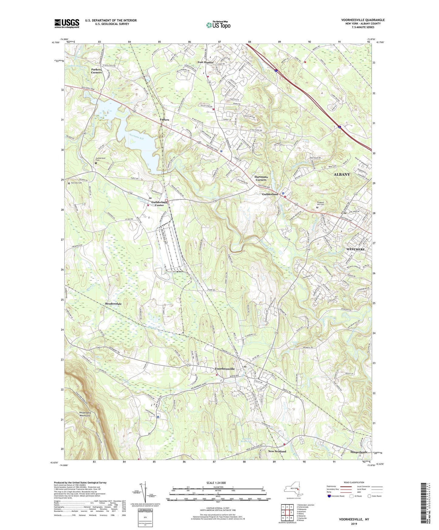 Voorheesville New York US Topo Map Image