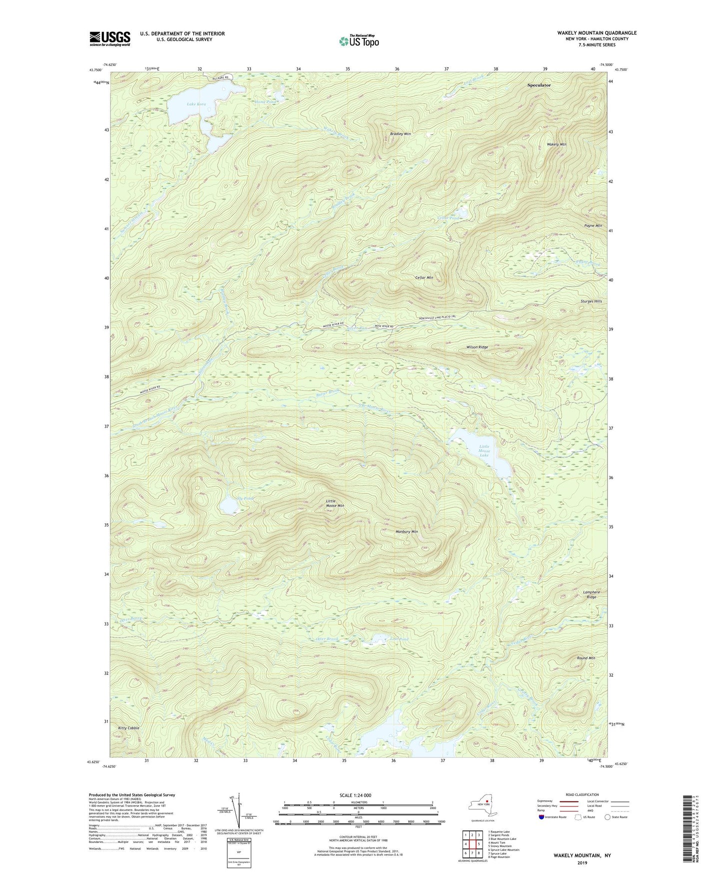 Wakely Mountain New York US Topo Map Image