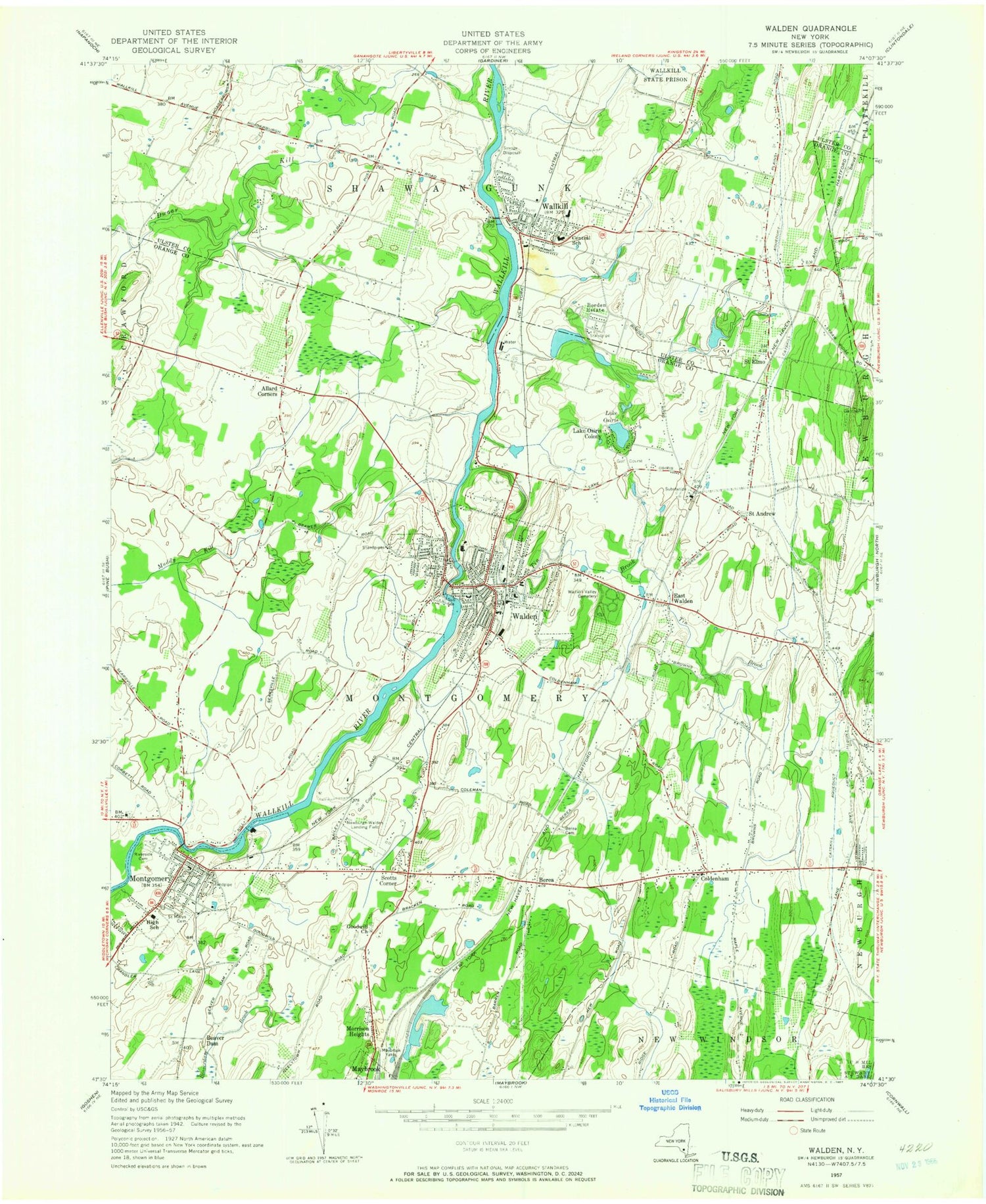 Classic USGS Walden New York 7.5'x7.5' Topo Map Image