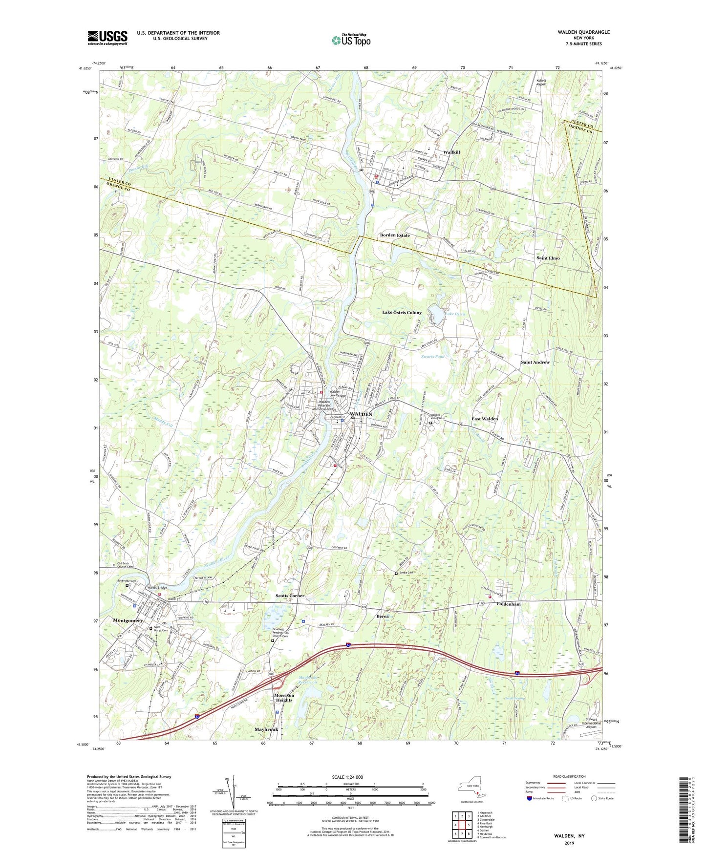 Walden New York US Topo Map Image