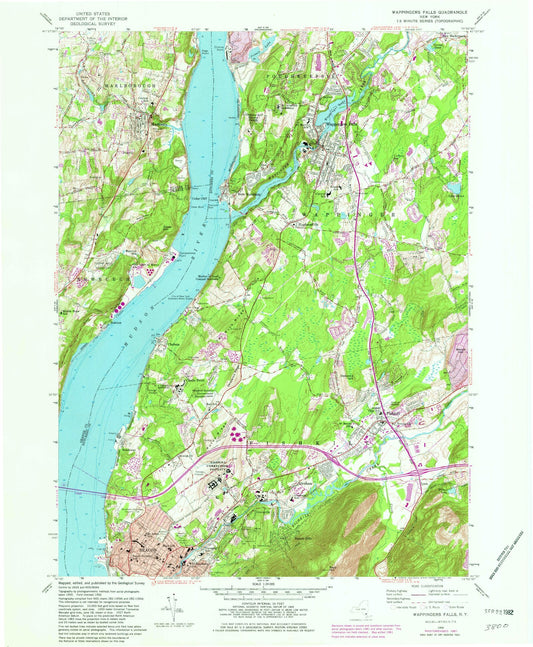 Classic USGS Wappingers Falls New York 7.5'x7.5' Topo Map Image