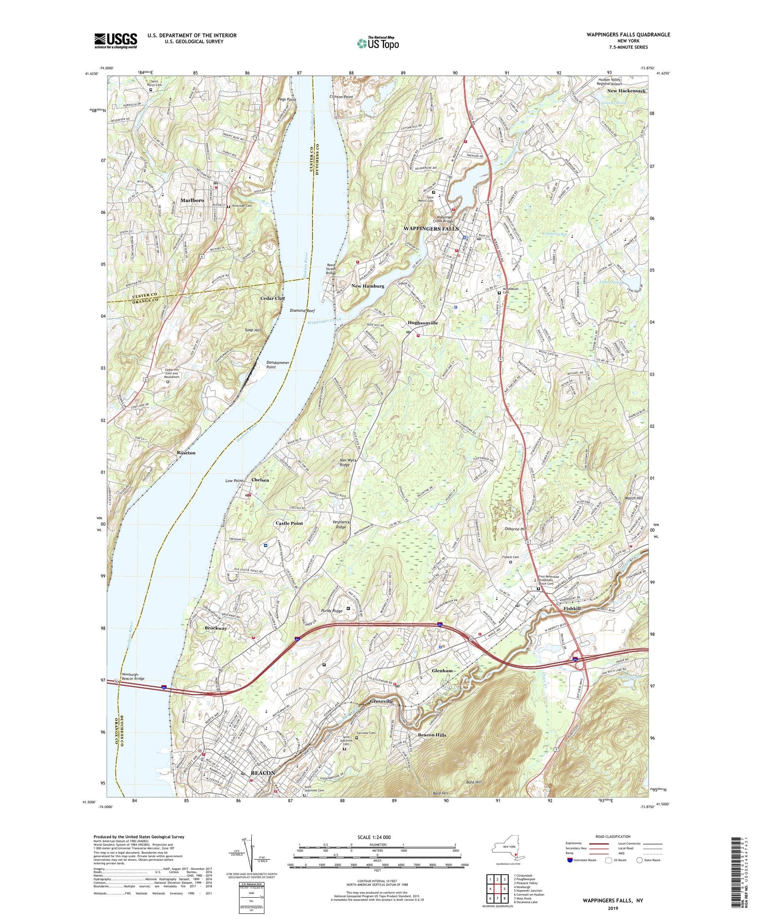 Wappingers Falls New York US Topo Map Image