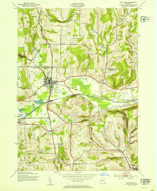 Classic USGS Wayland New York 7.5'x7.5' Topo Map Image