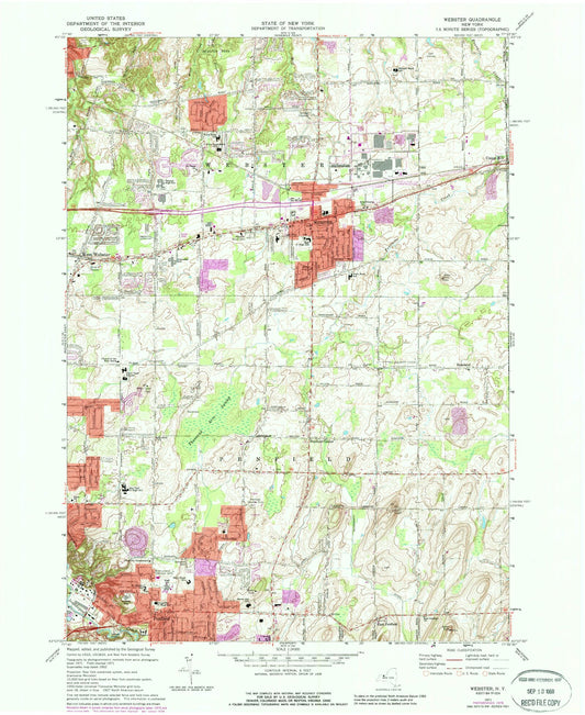 Classic USGS Webster New York 7.5'x7.5' Topo Map Image