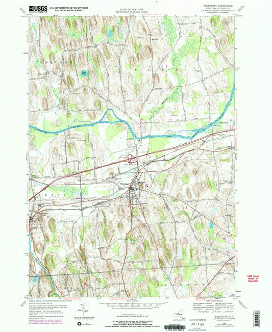 Classic USGS Weedsport New York 7.5'x7.5' Topo Map Image