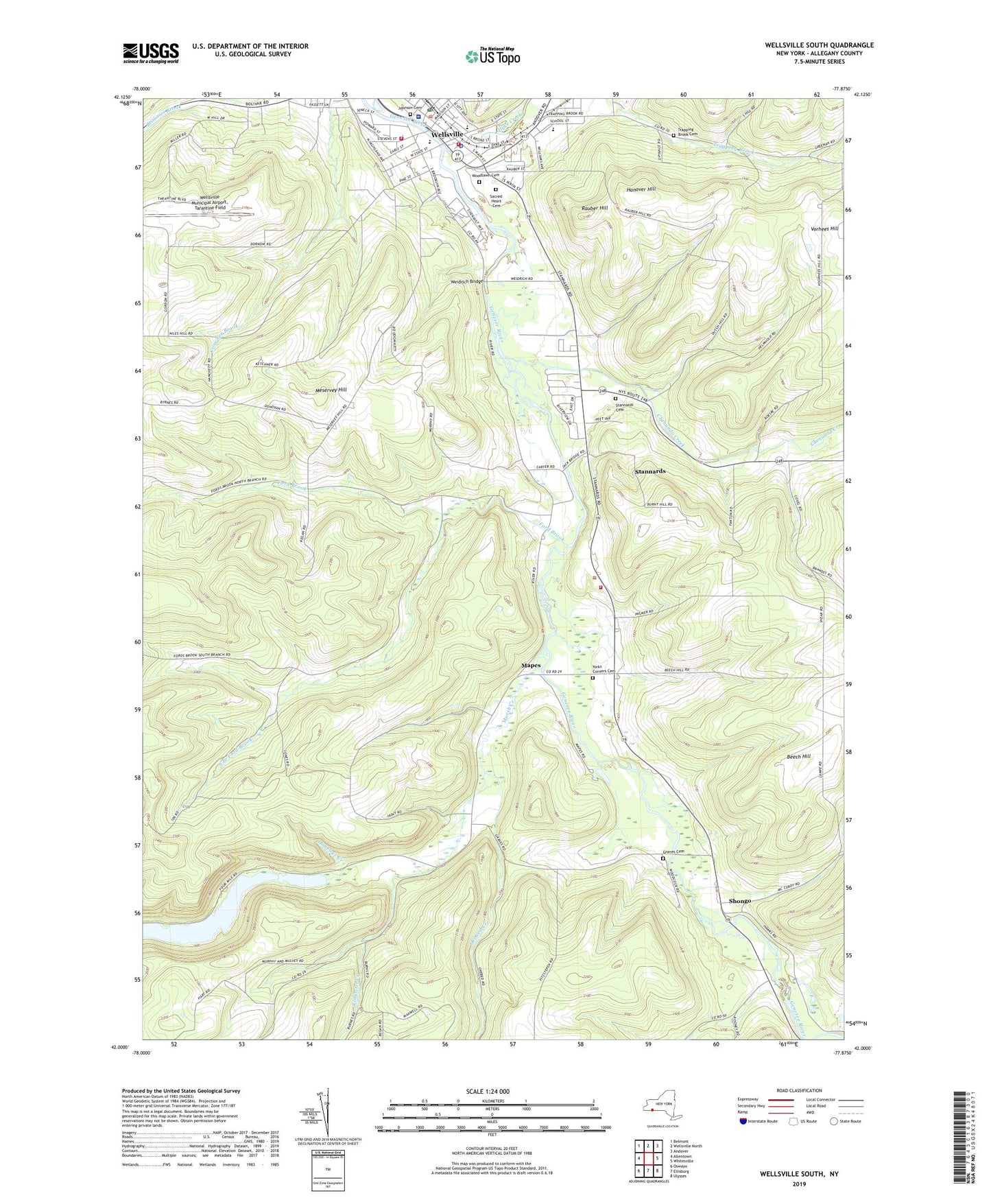 Wellsville South New York US Topo Map Image