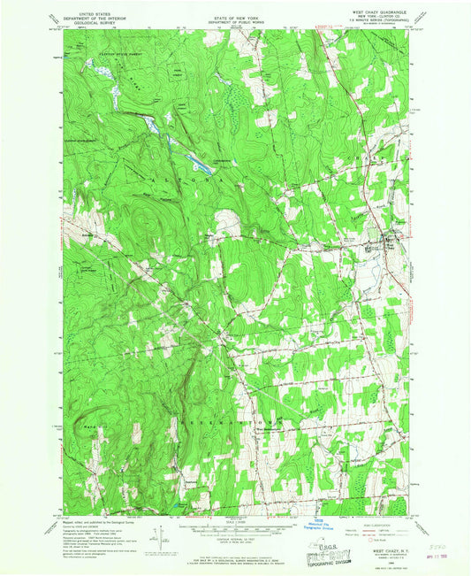Classic USGS West Chazy New York 7.5'x7.5' Topo Map Image