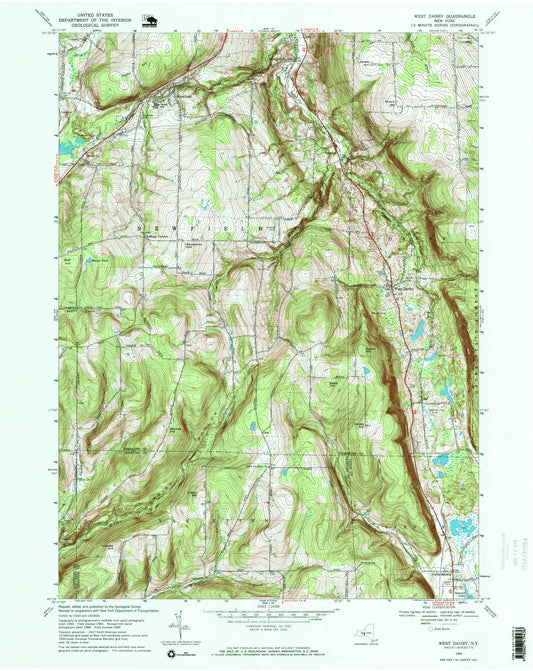 Classic USGS West Danby New York 7.5'x7.5' Topo Map Image