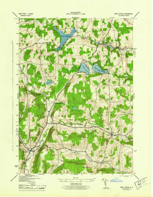 Classic USGS West Eaton New York 7.5'x7.5' Topo Map Image