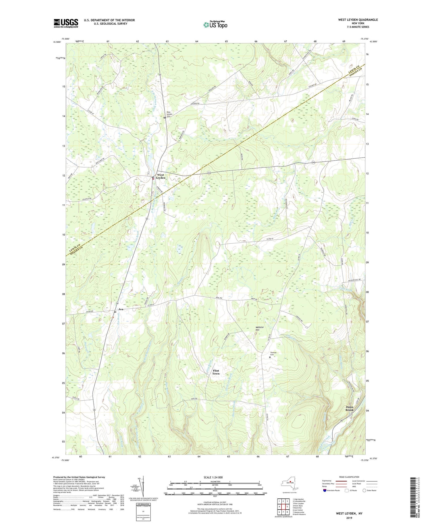 West Leyden New York US Topo Map Image
