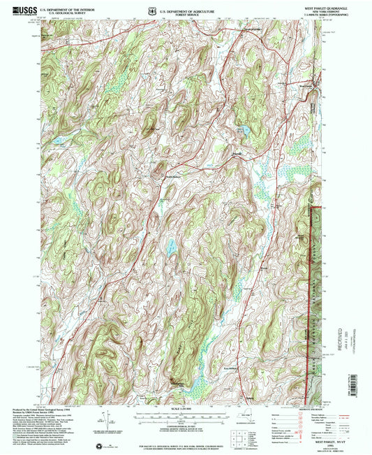 Classic USGS West Pawlet Vermont 7.5'x7.5' Topo Map Image