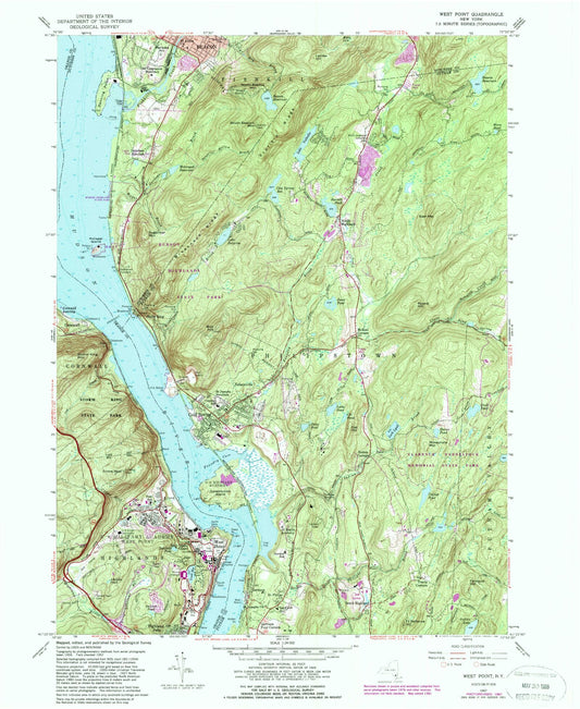 Classic USGS West Point New York 7.5'x7.5' Topo Map Image