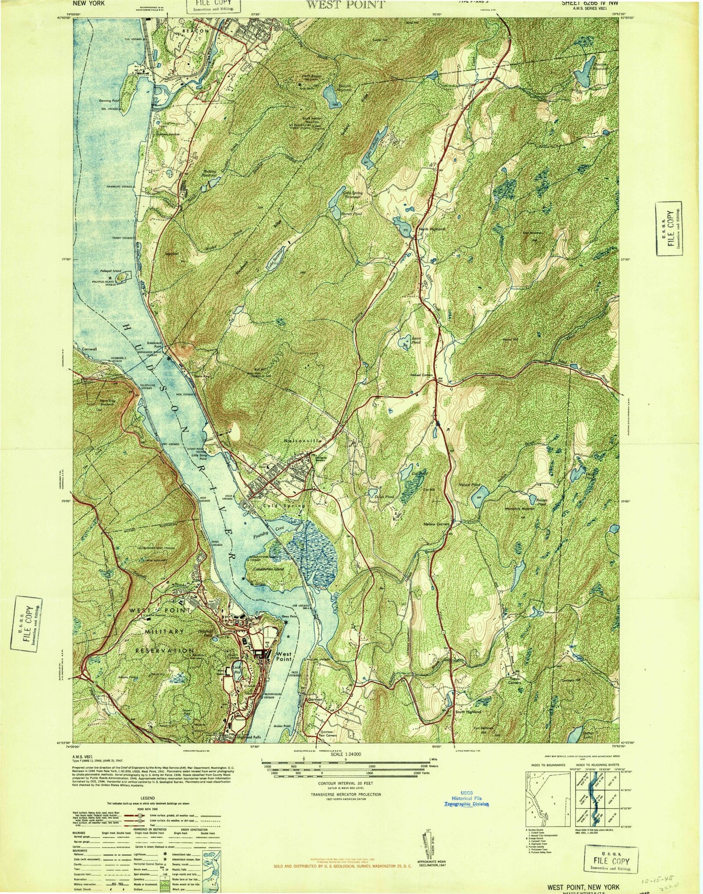 Classic USGS West Point New York 7.5'x7.5' Topo Map Image