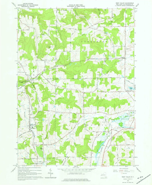 Classic USGS West Valley New York 7.5'x7.5' Topo Map Image