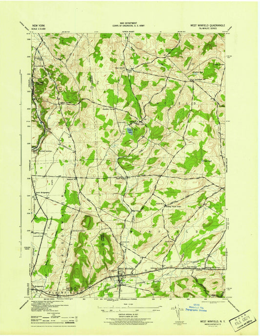 Classic USGS West Winfield New York 7.5'x7.5' Topo Map Image