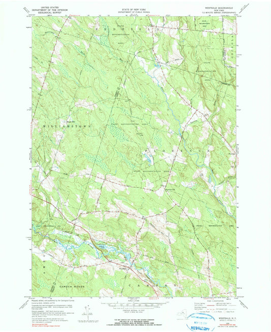 Classic USGS Westdale New York 7.5'x7.5' Topo Map Image
