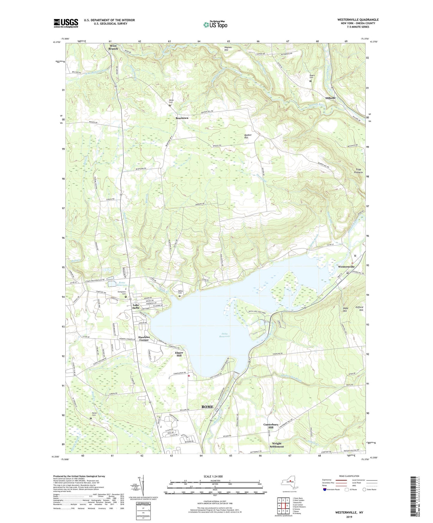 Westernville New York US Topo Map Image
