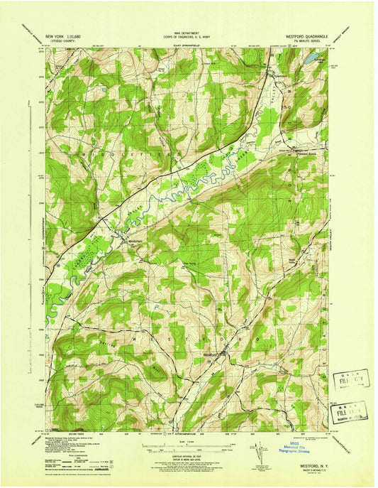 Classic USGS Westford New York 7.5'x7.5' Topo Map Image