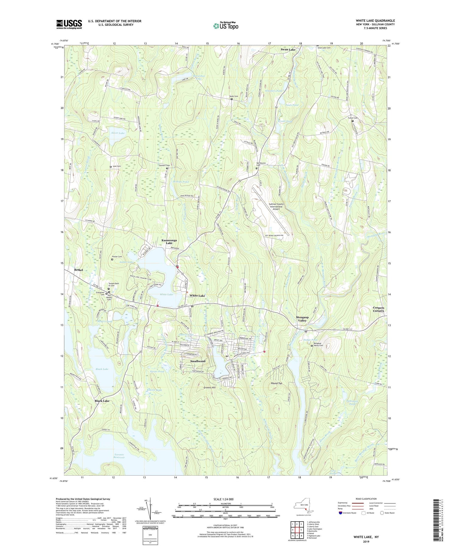 White Lake New York US Topo Map Image