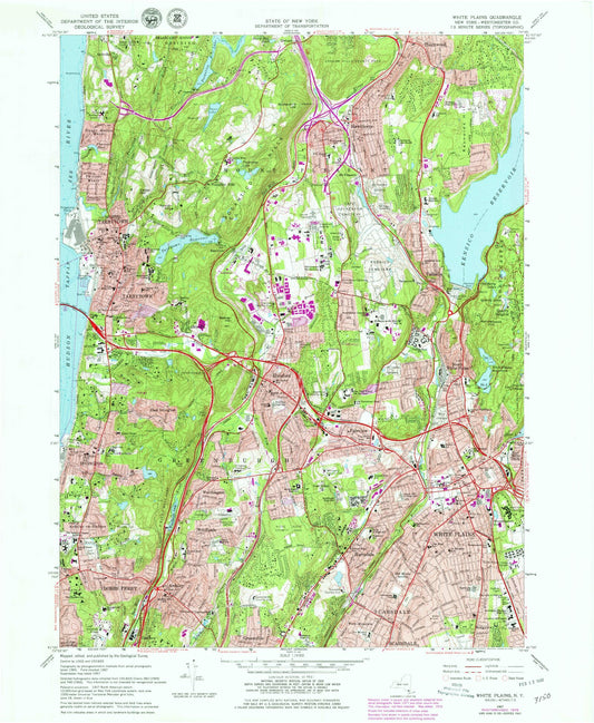 Classic USGS White Plains New York 7.5'x7.5' Topo Map Image
