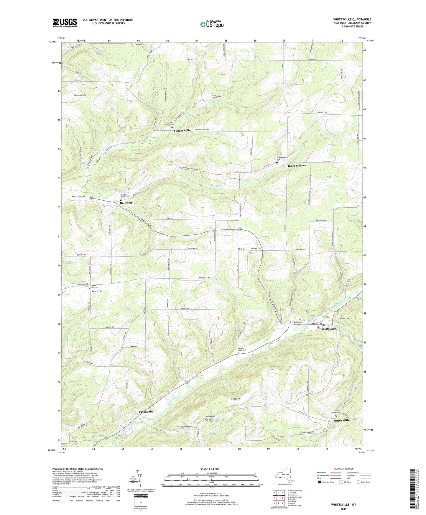 Whitesville New York US Topo Map Image