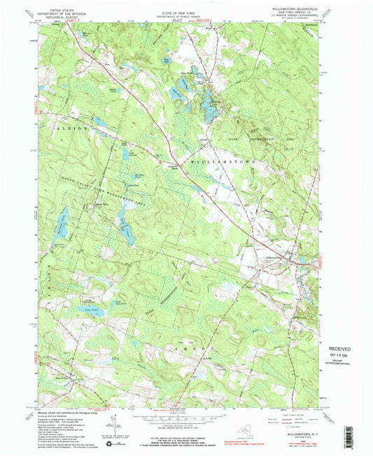 Classic USGS Williamstown New York 7.5'x7.5' Topo Map Image