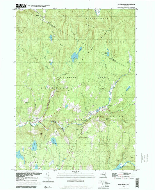 Classic USGS Willowemoc New York 7.5'x7.5' Topo Map Image