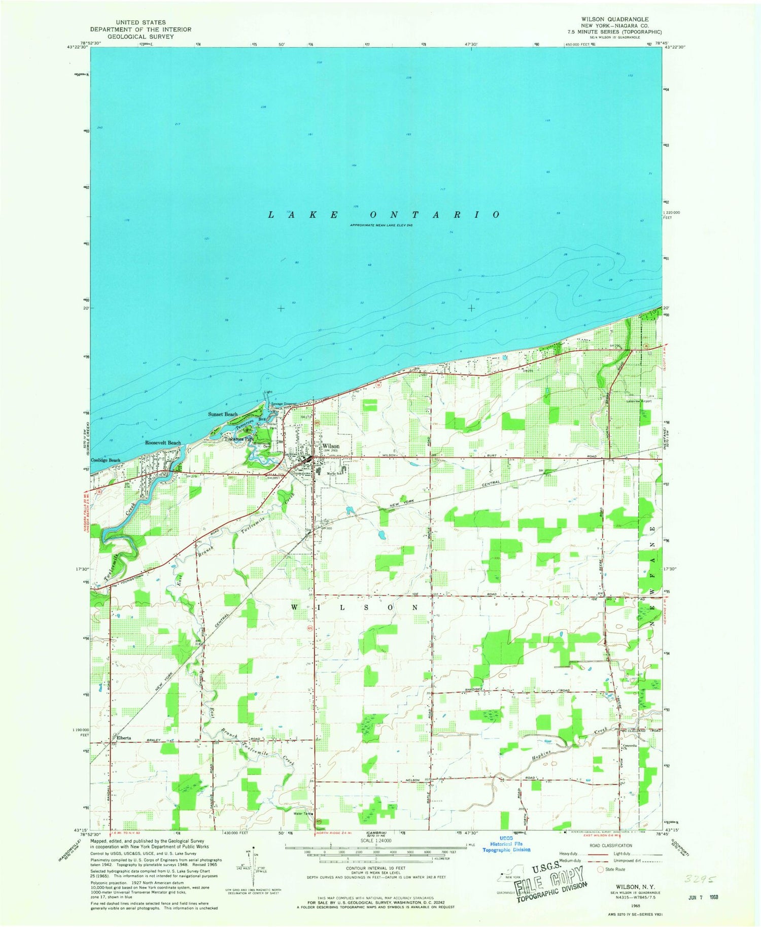 Classic USGS Wilson New York 7.5'x7.5' Topo Map Image