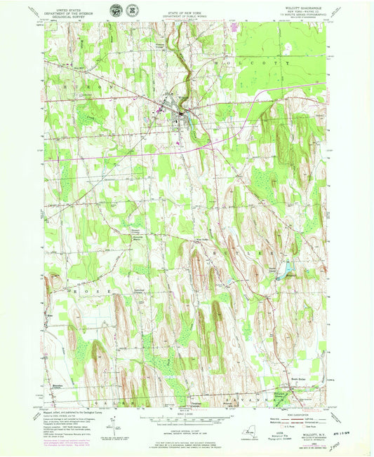 Classic USGS Wolcott New York 7.5'x7.5' Topo Map Image