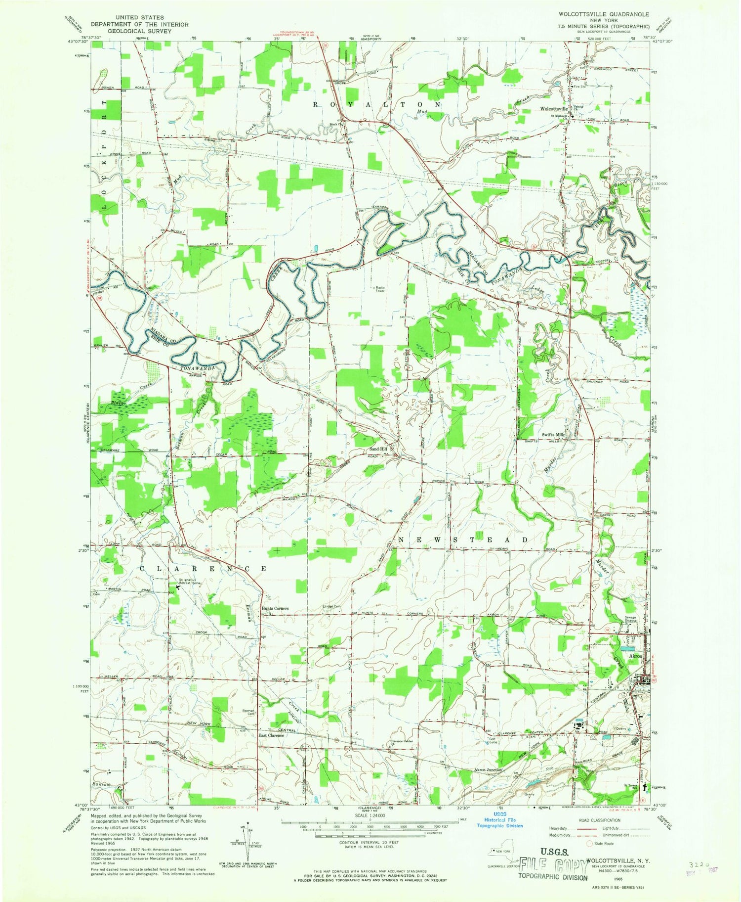 Classic USGS Wolcottsville New York 7.5'x7.5' Topo Map Image