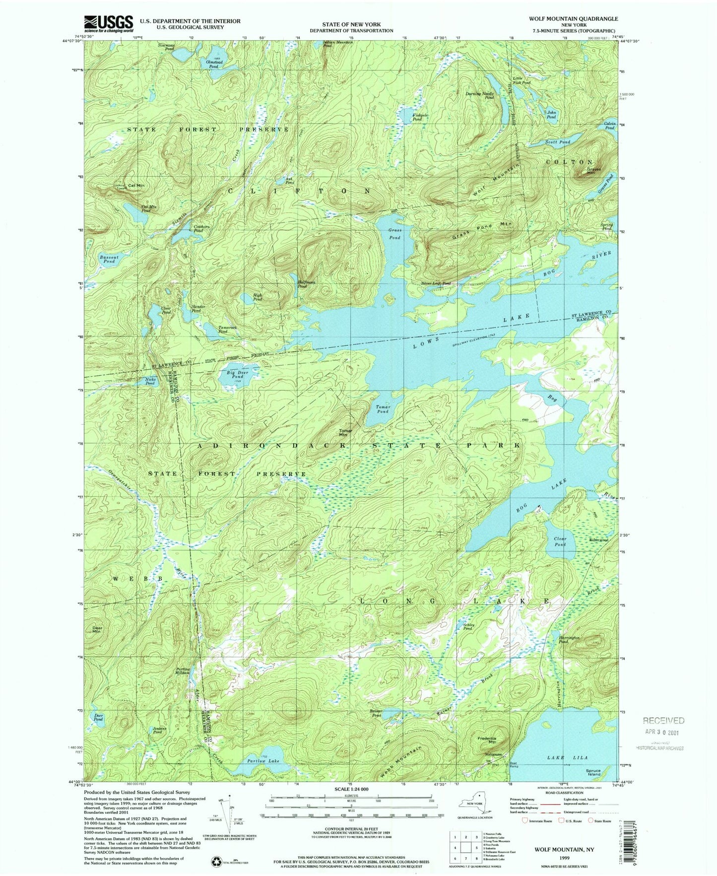 USGS Classic Wolf Mountain New York 7.5'x7.5' Topo Map Image
