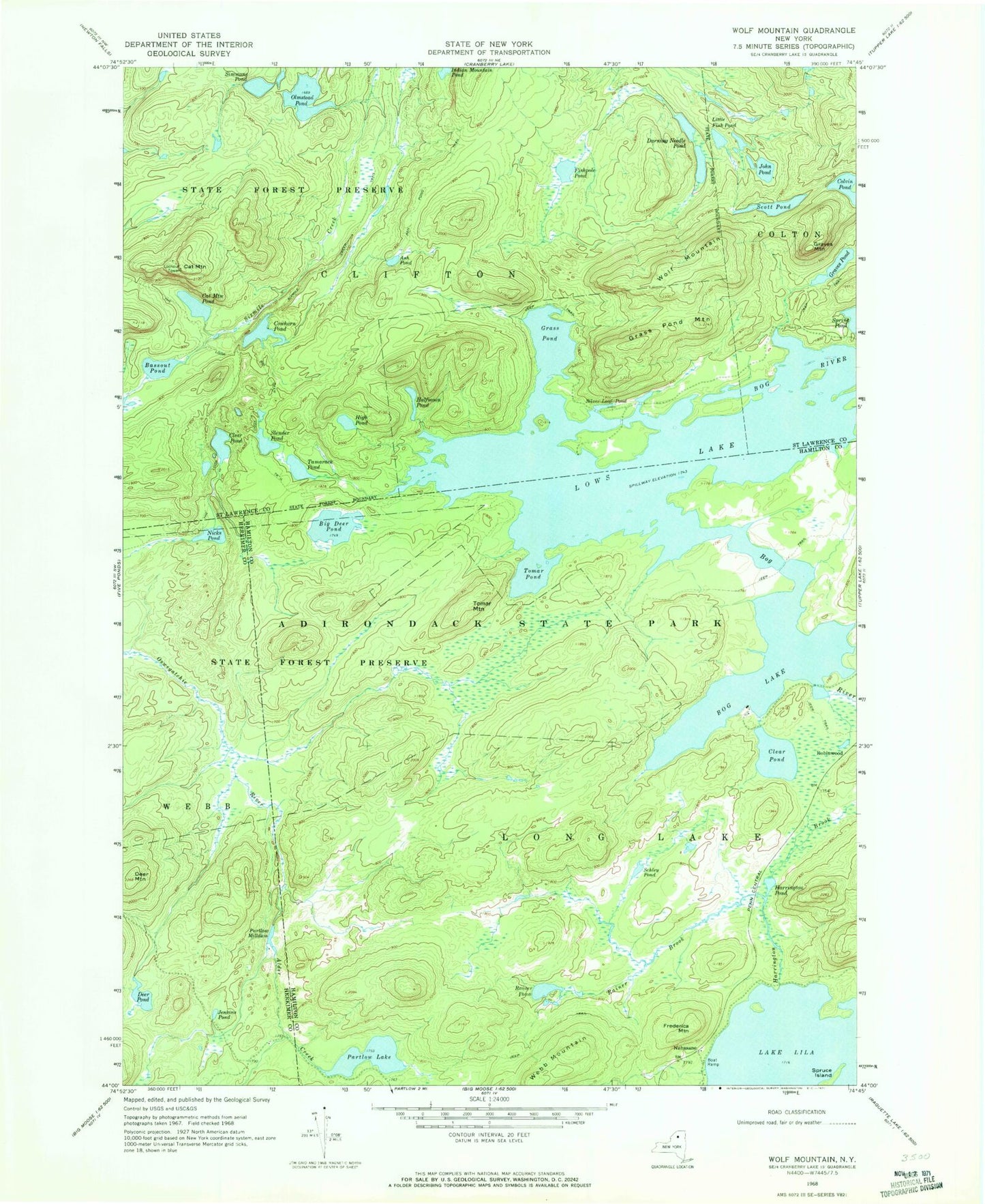 USGS Classic Wolf Mountain New York 7.5'x7.5' Topo Map Image