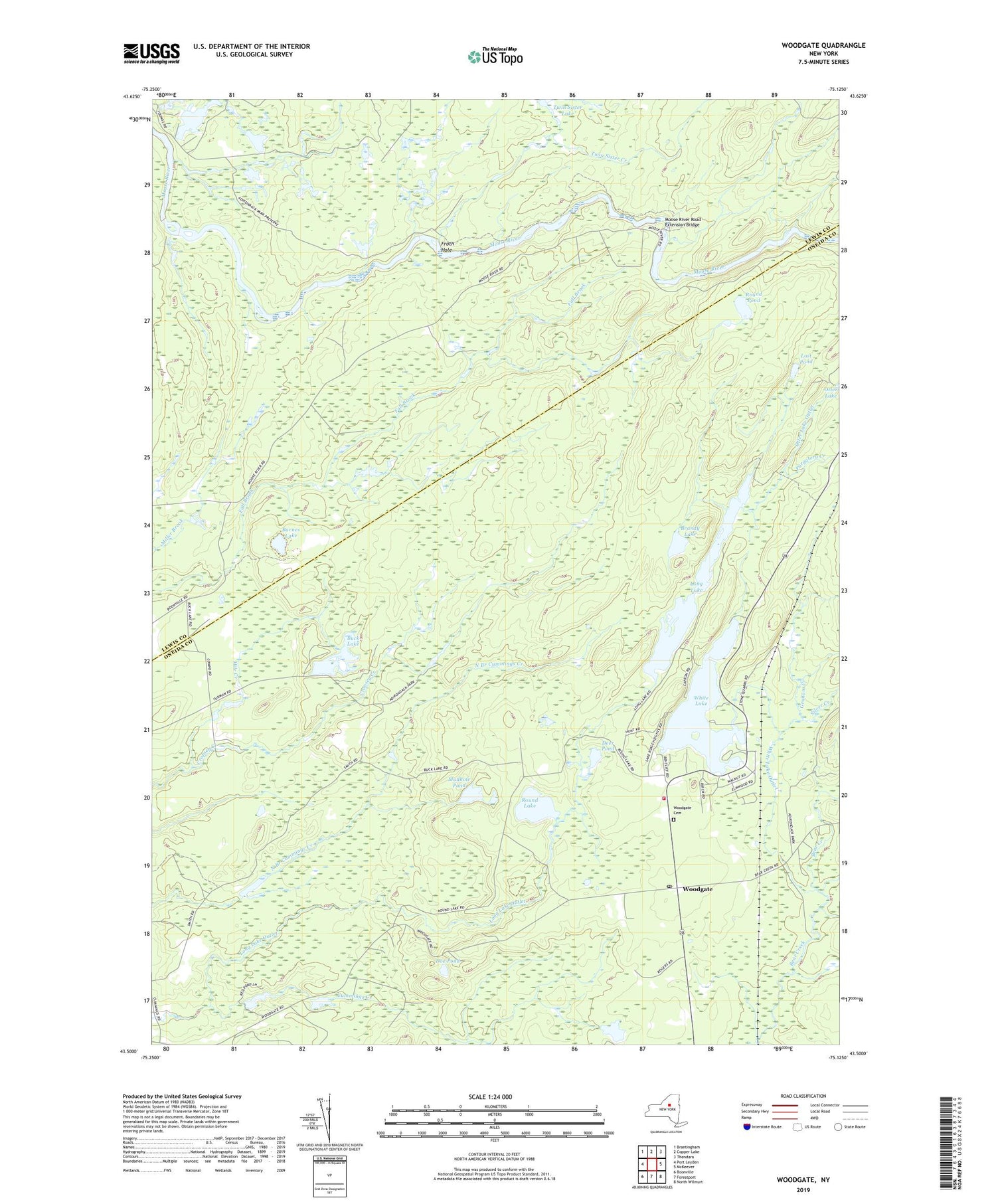Woodgate New York US Topo Map Image