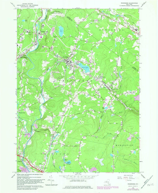 Classic USGS Woodridge New York 7.5'x7.5' Topo Map Image