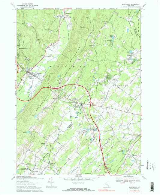 Classic USGS Wurtsboro New York 7.5'x7.5' Topo Map Image