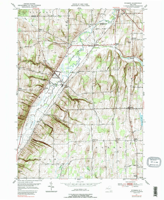 Classic USGS Wyoming New York 7.5'x7.5' Topo Map Image