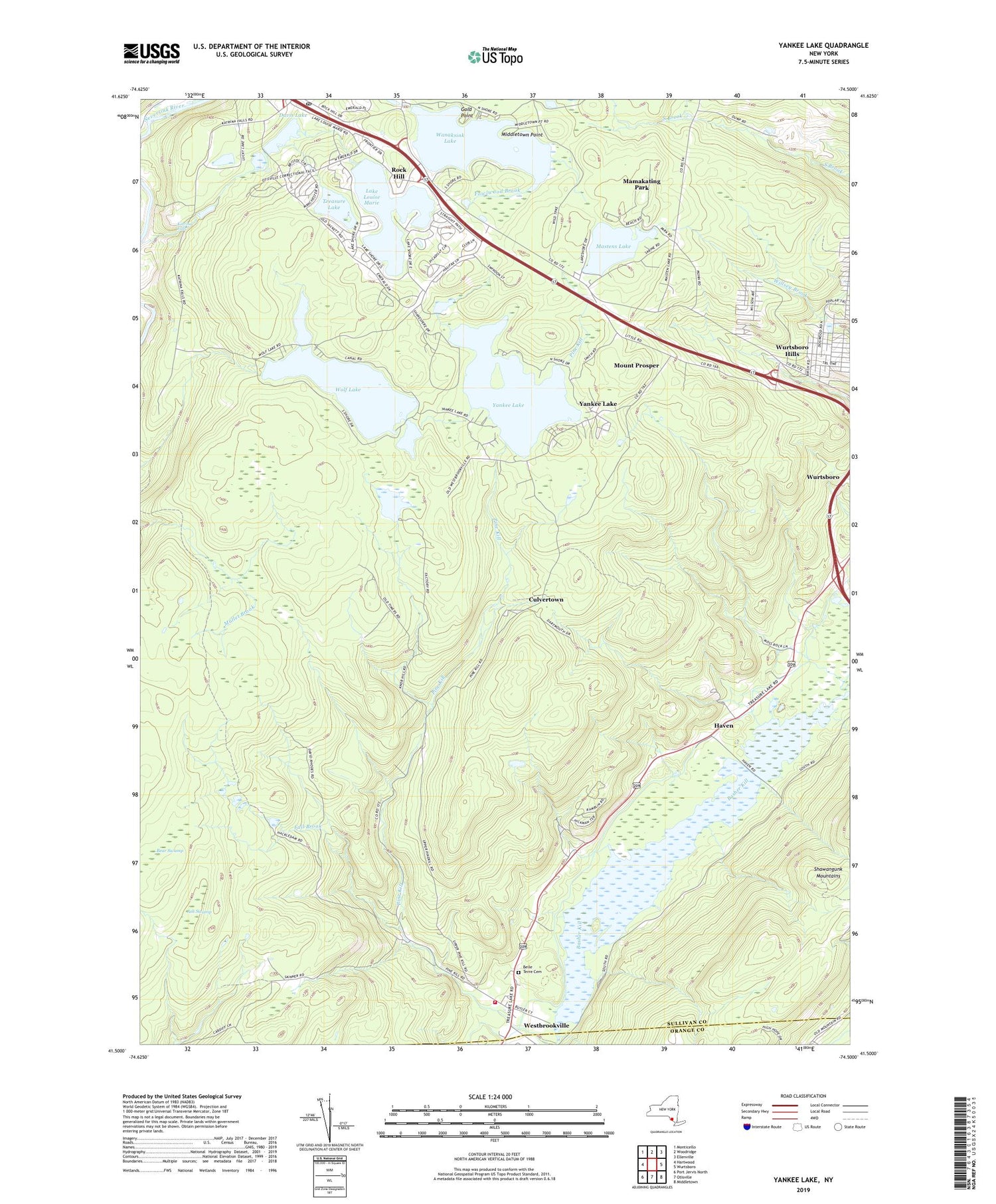 Yankee Lake New York US Topo Map Image