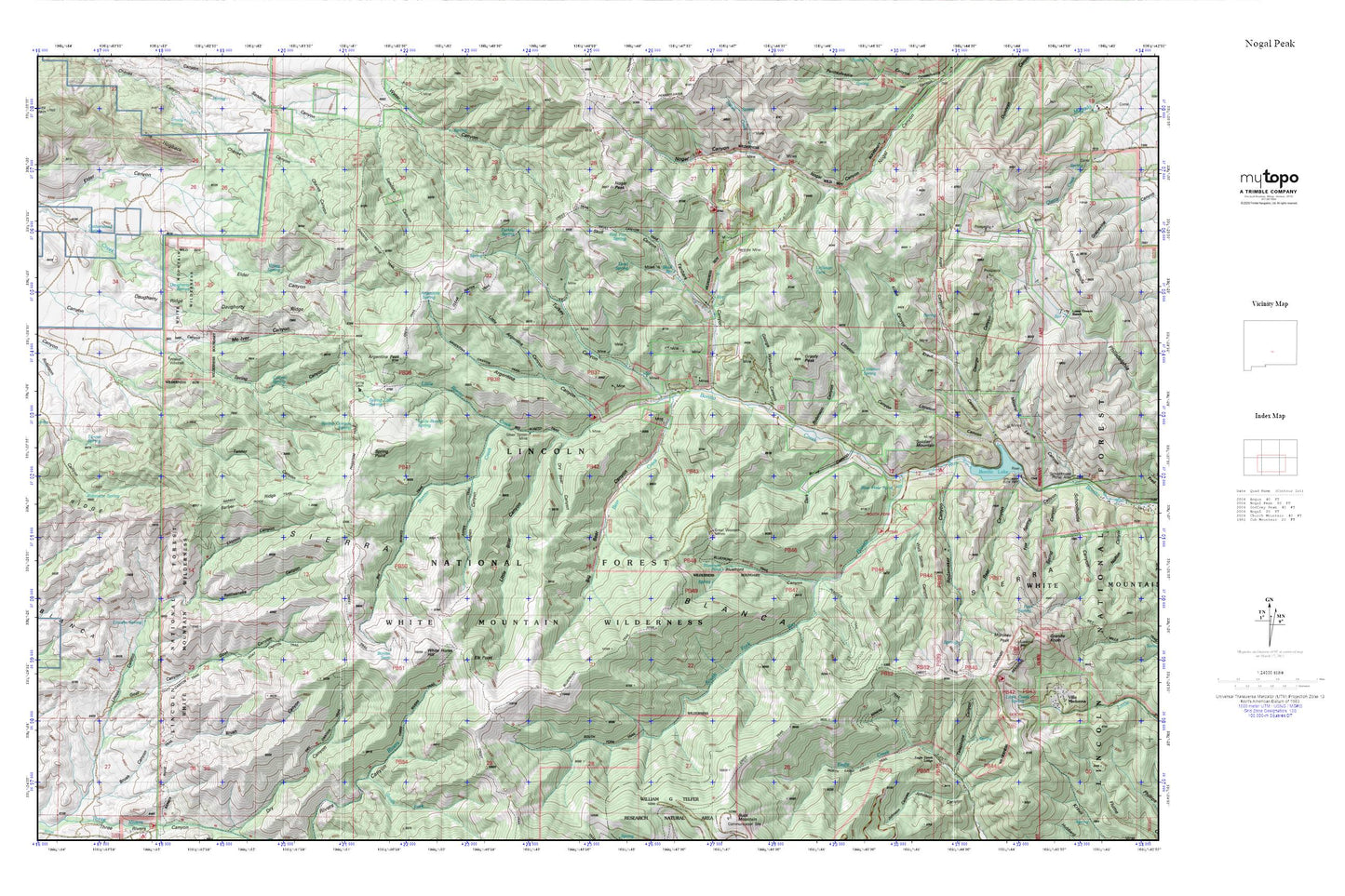 Nogal Peak MyTopo Explorer Series Map Image