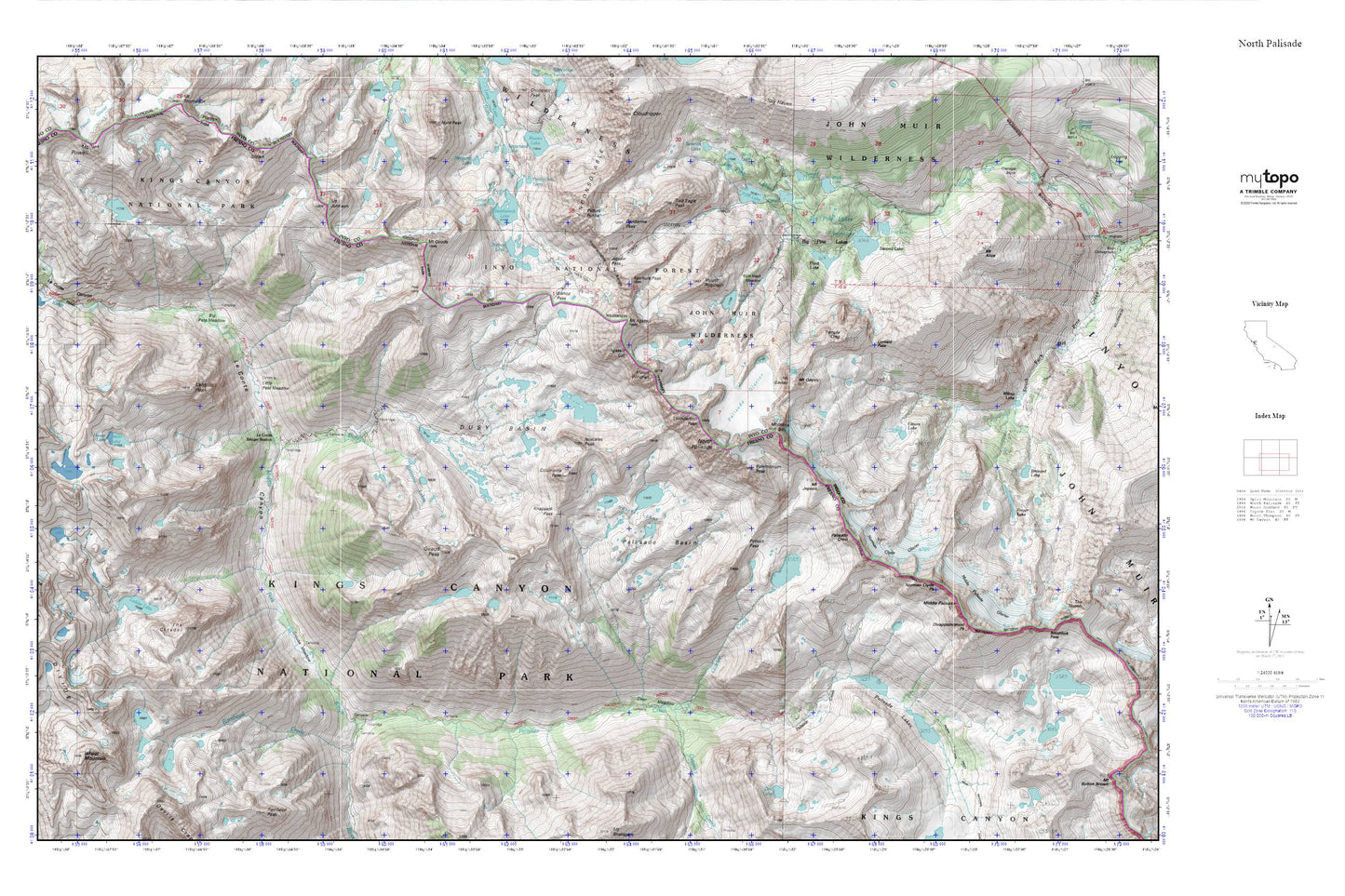 North Palisade MyTopo Explorer Series Map Image