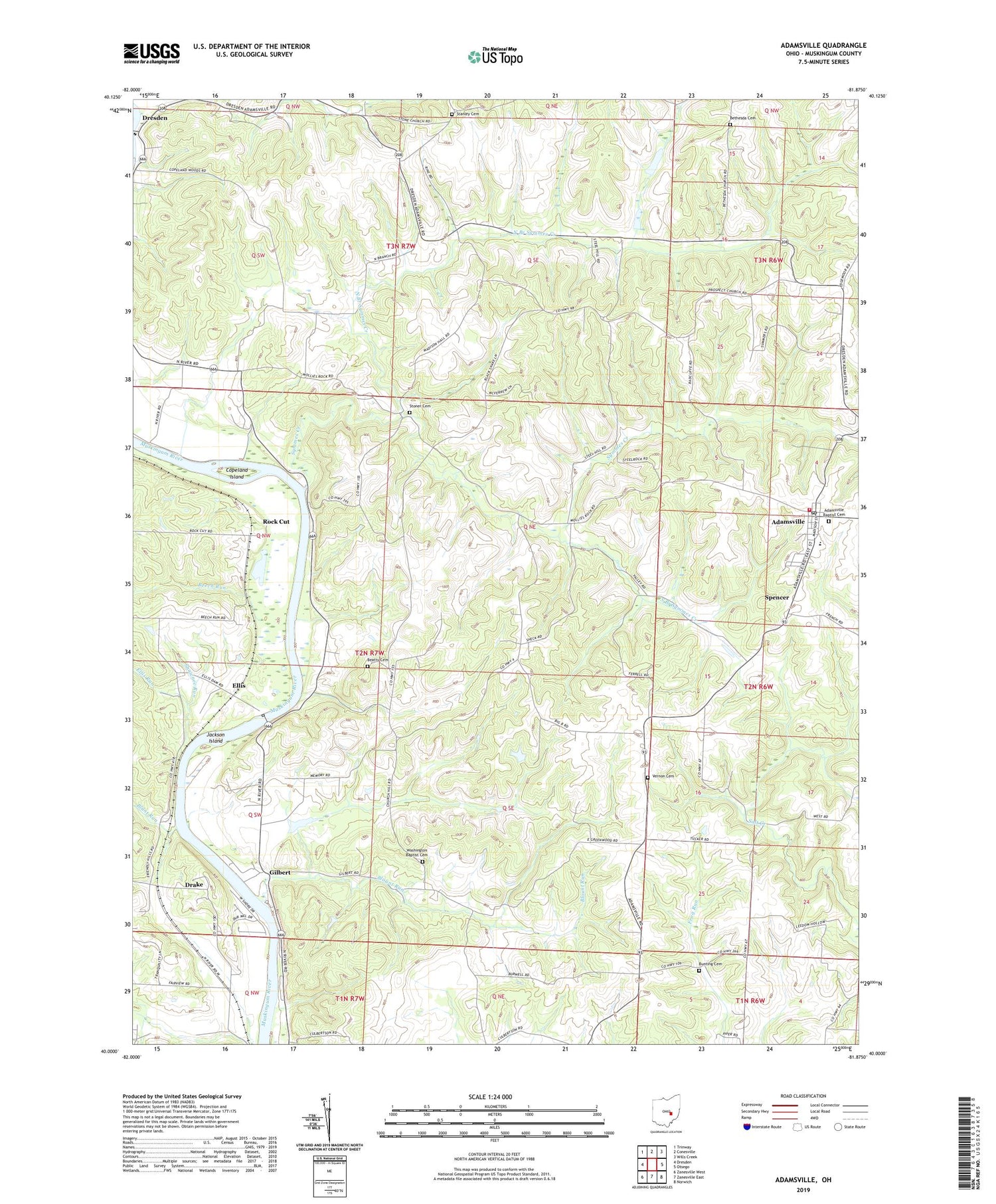 Adamsville Ohio US Topo Map Image