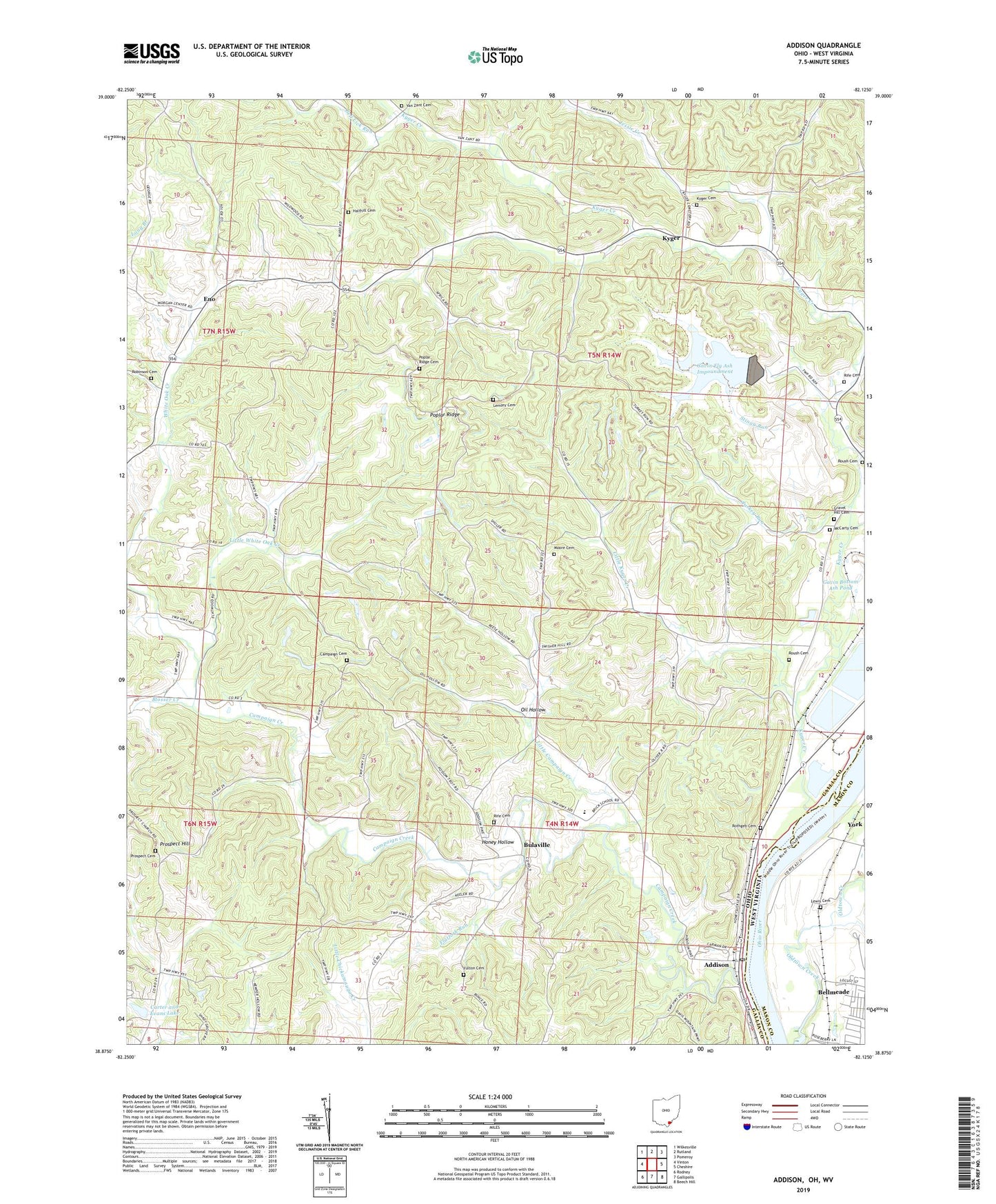 Addison Ohio US Topo Map Image