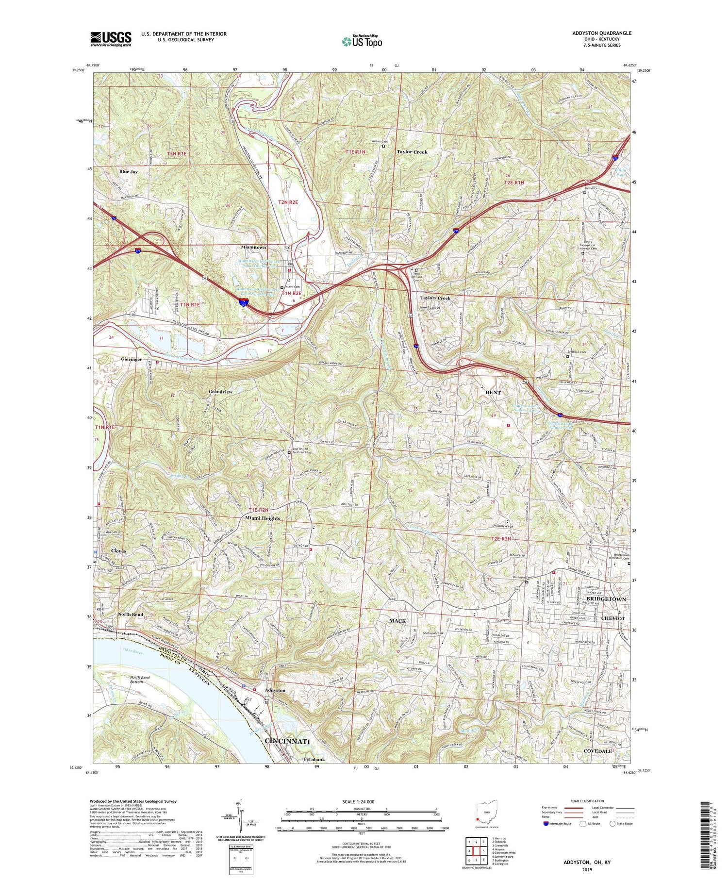 Addyston Ohio US Topo Map Image