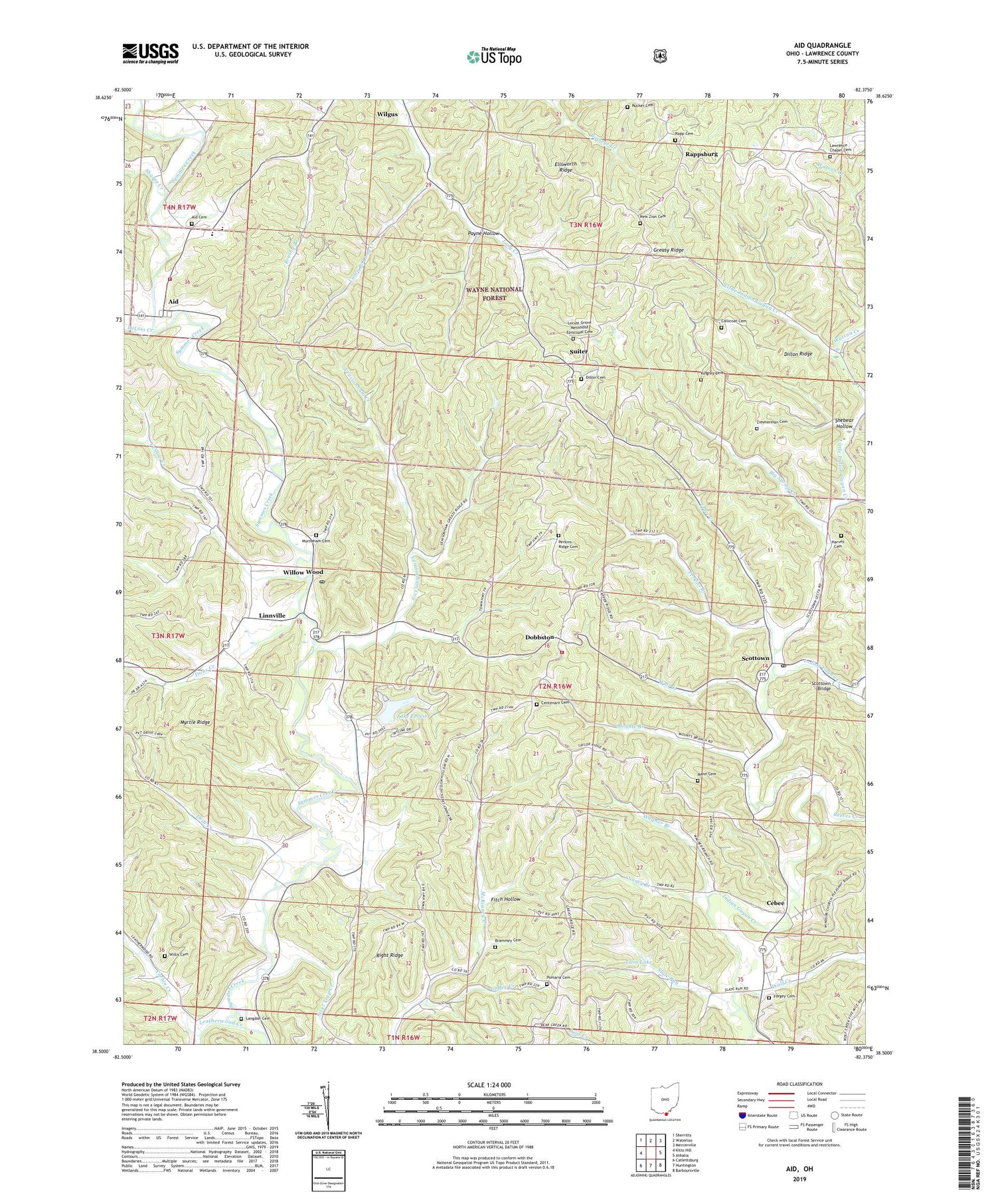Aid Ohio US Topo Map Image